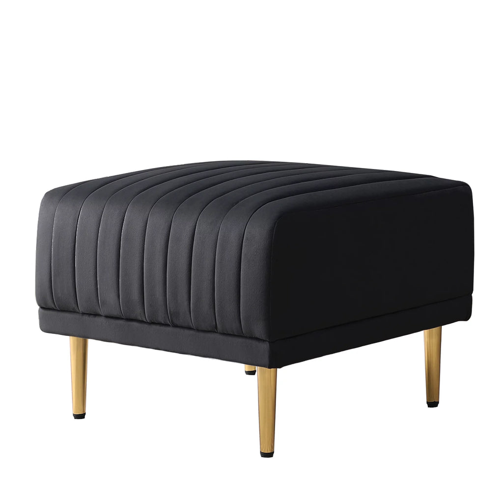 Black Velvet Channel Tufted Ottoman Z285227