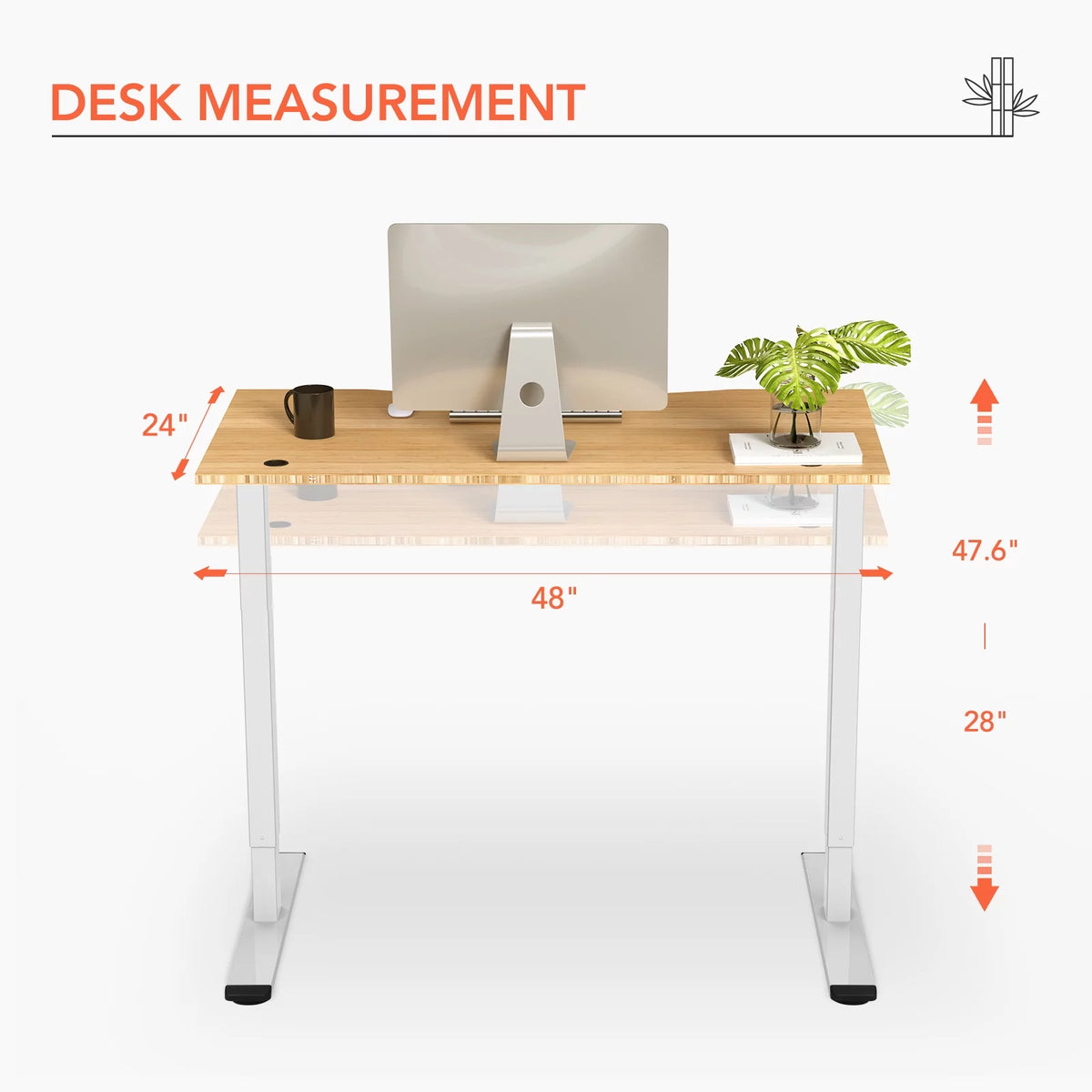 48"x24" Height Adjustable Standing Desk P6514