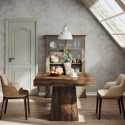Square Dining Table for 4, 31.5-Inch Pedestal Base Table Z822