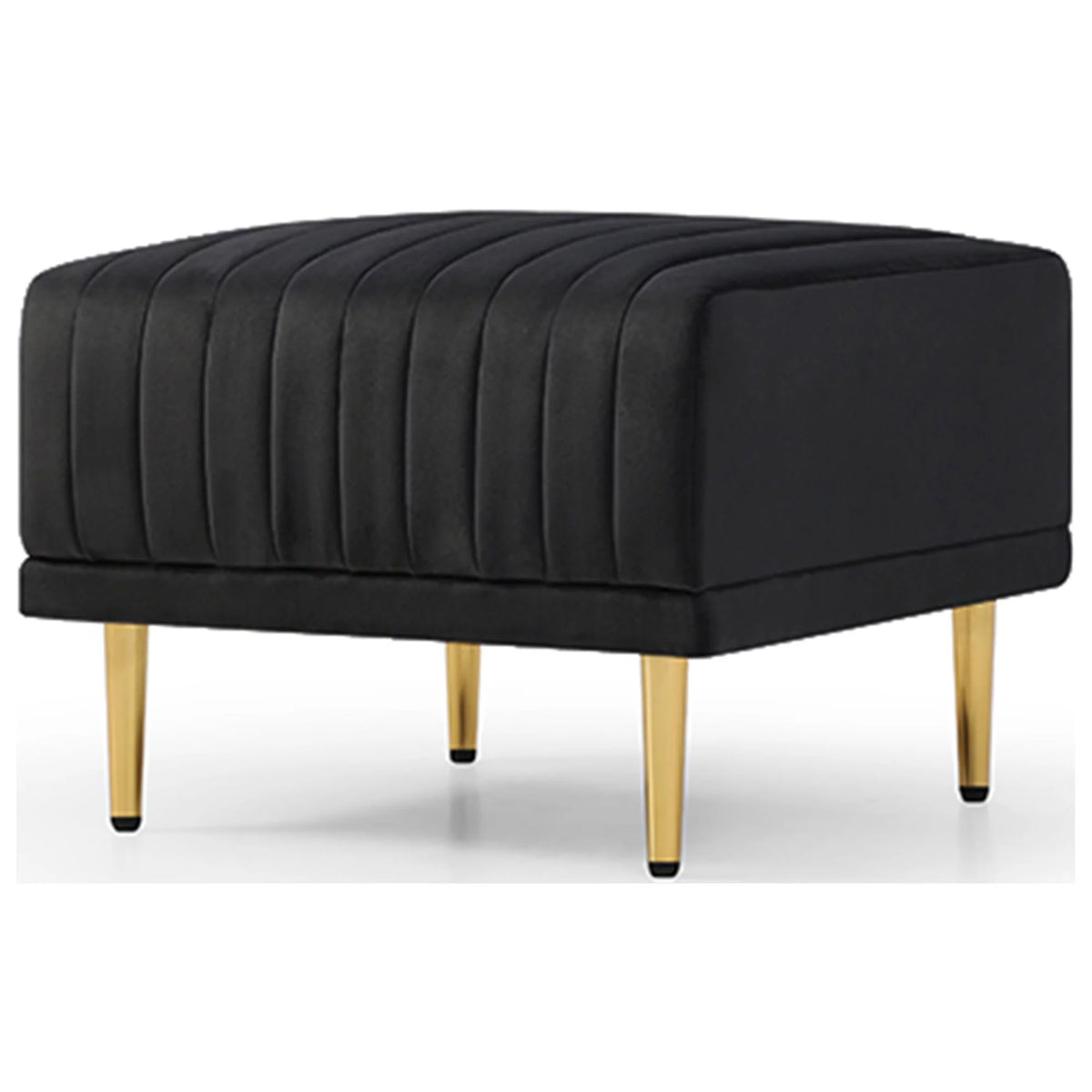 Black Velvet Channel Tufted Ottoman Z285227