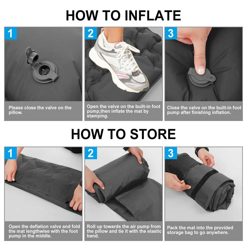 Ultralight Inflatable Camping Sleeping Pad with Pillow L632