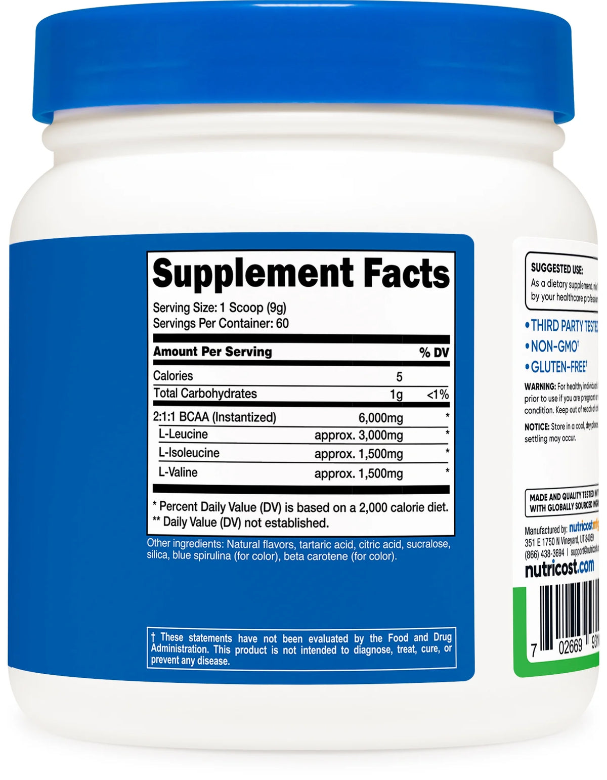 BCAA Powder Green Apple 60 Servings Non-GMO Supplement R838