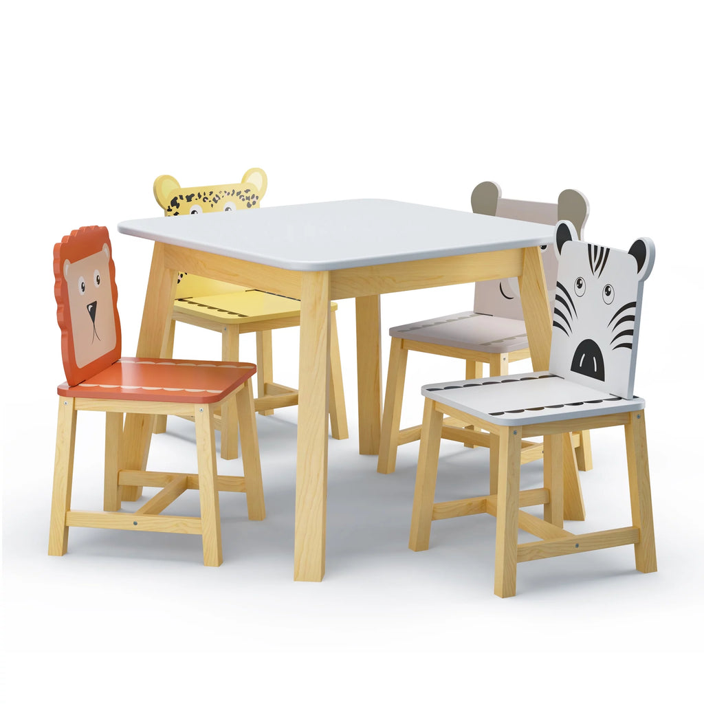 Kids Table & Chair Set 5 Pieces Solid Wood F877