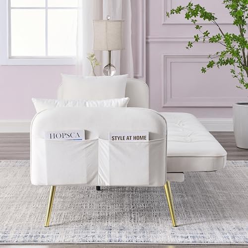 Black Linen Fabric Convertible Futon Sofa Bed with Adjustable Backrest and Metal Legs G732