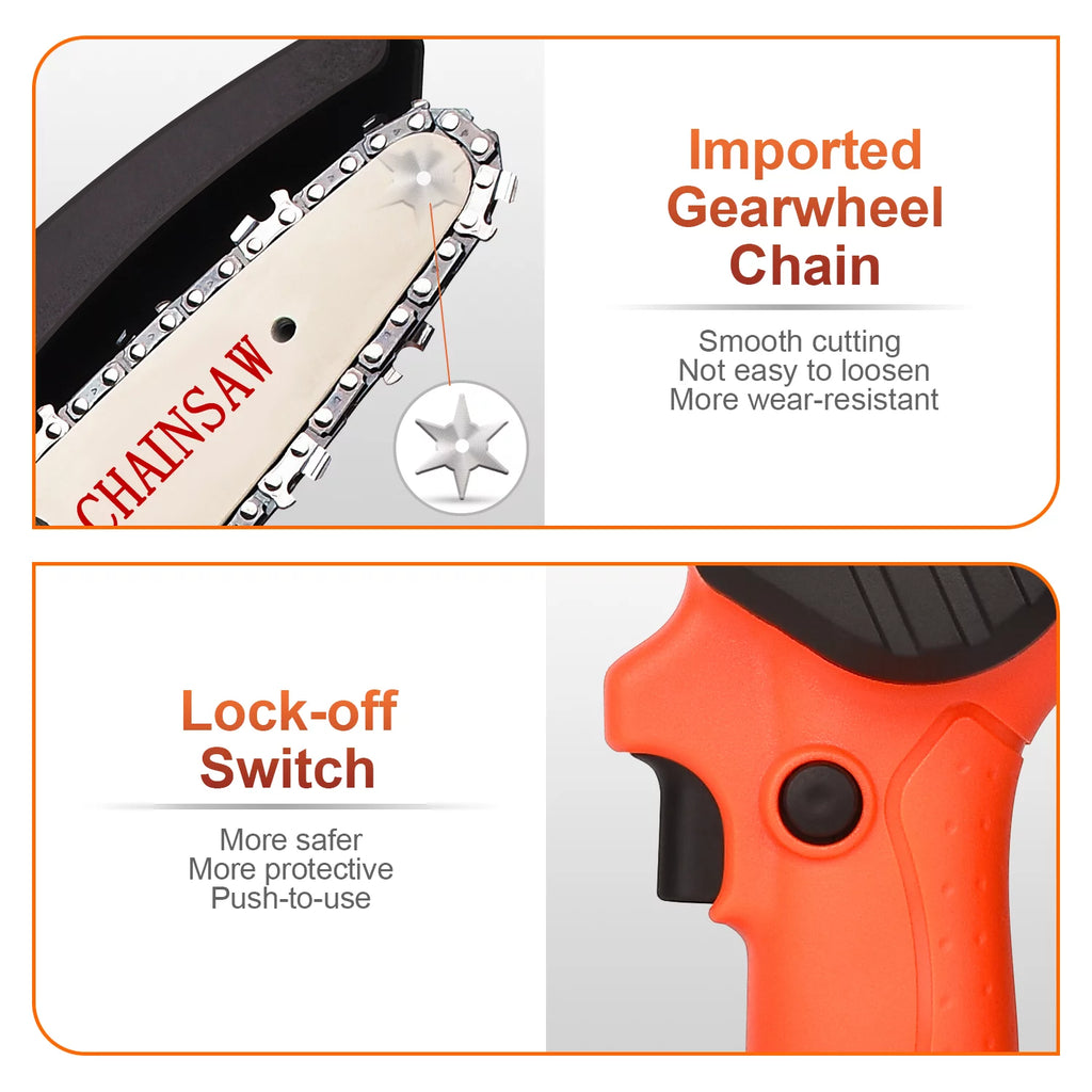 4-inch Cordless Mini Chainsaw with 2 Batteries Q9422