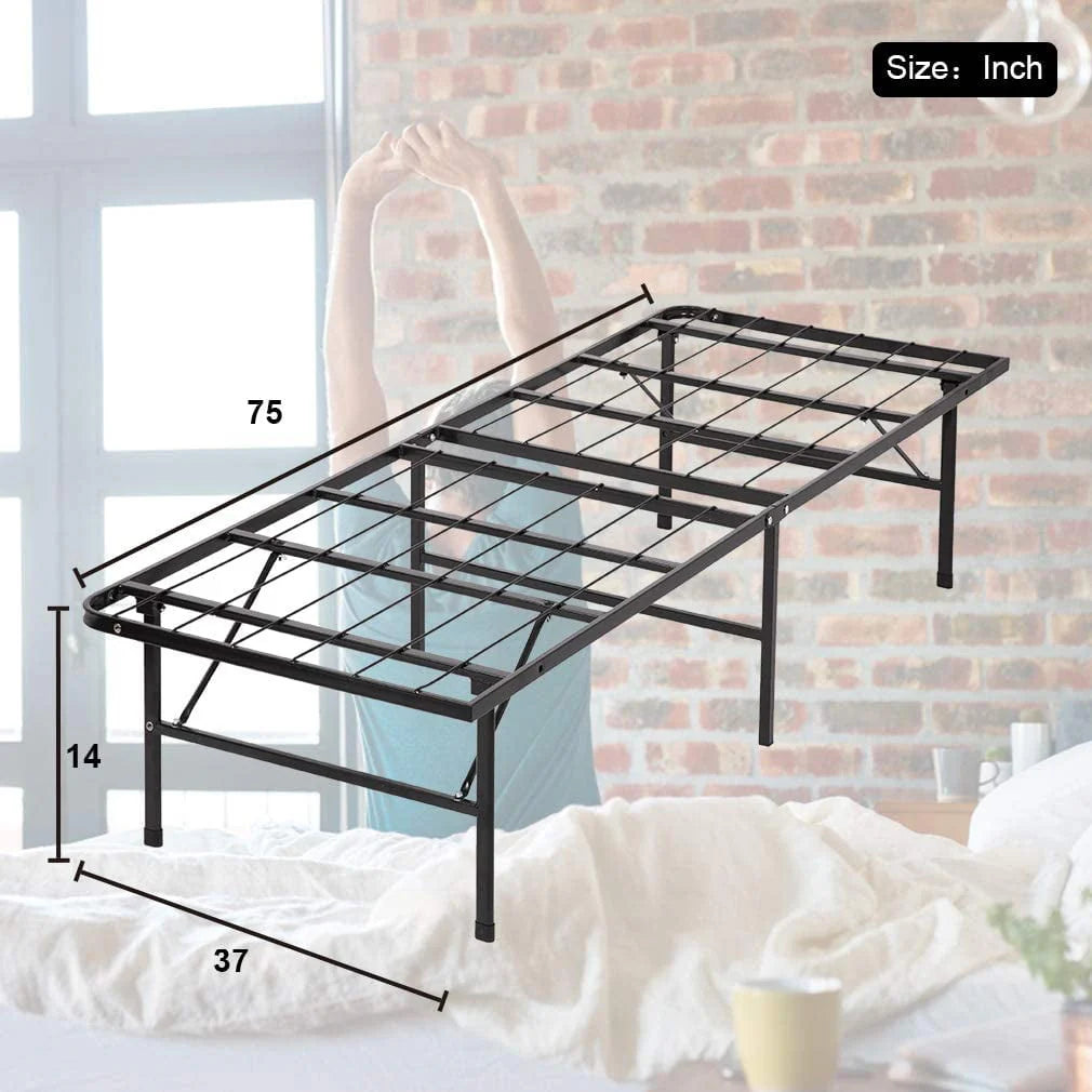 Black 14 Inch Metal Twin Size Bed Frame K6198