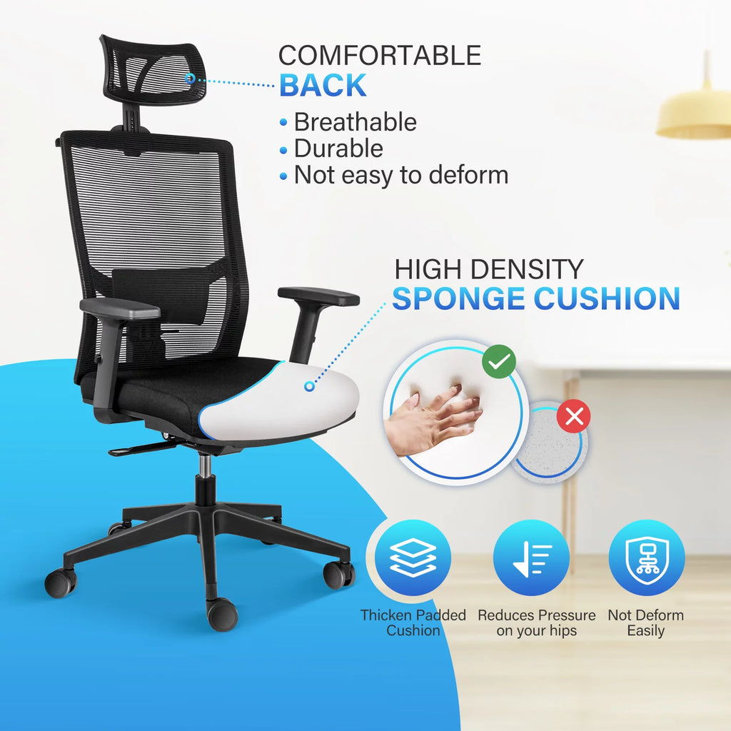Black Ergonomic Mesh Office Chair with Wheels V7748