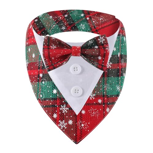 Green Plaid Dog Bandana with Bow Tie U5247