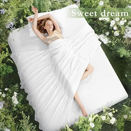 King Size 4 Piece Cotton Sheets Set, White G752