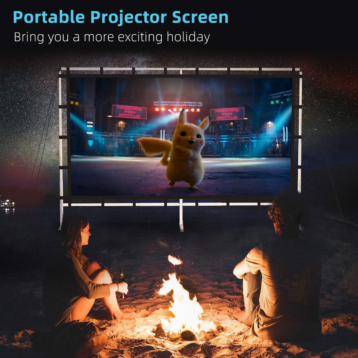 Outdoor Projector Screen with Stand, 120 Inch, Double Sided Projection Screen with Bag U71548