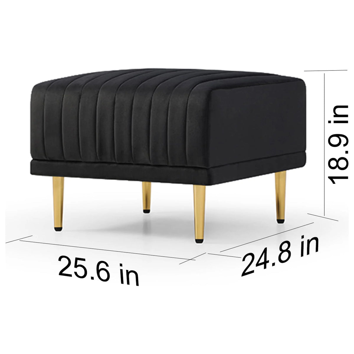 Black Velvet Channel Tufted Ottoman Z285227