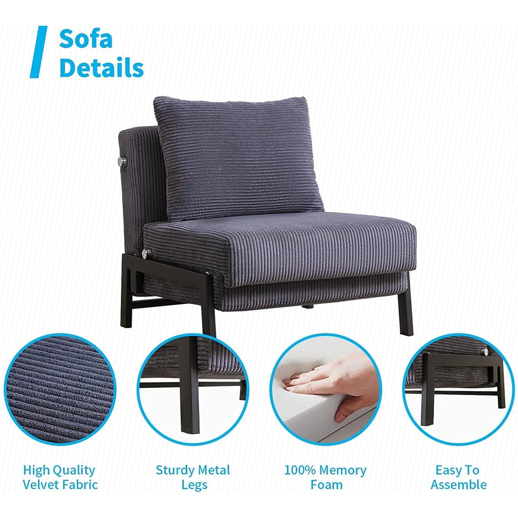 Foldable Sleeper Sofa Bed Dark Grey D13326