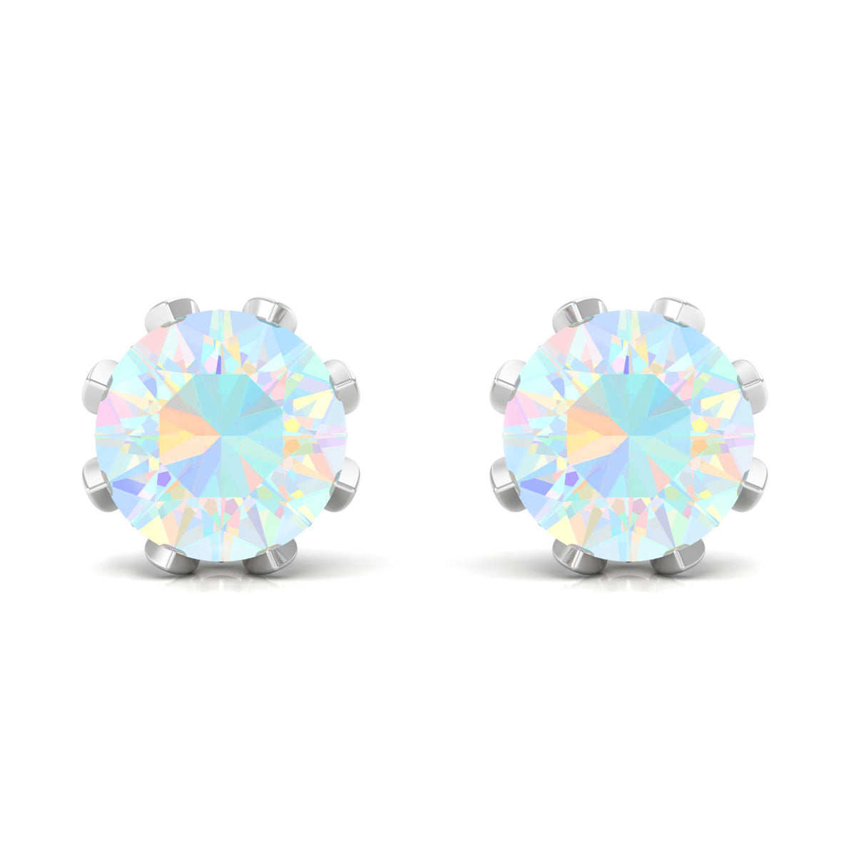Floral Stud Earrings with Diamond, 925 Sterling Silver Q19812