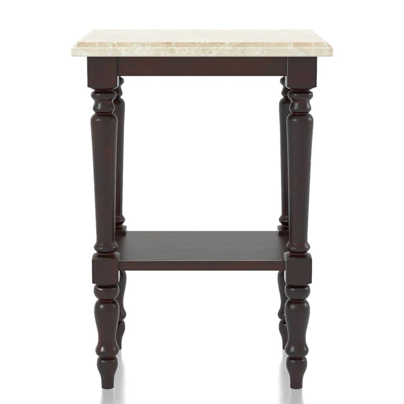 Marble Top End Table in Dark Cherry S503275