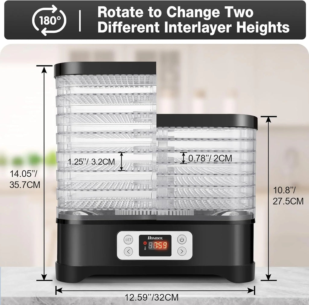 400W 8 Trays Food Dehydrator with Digital Timer and Temperature Control D673