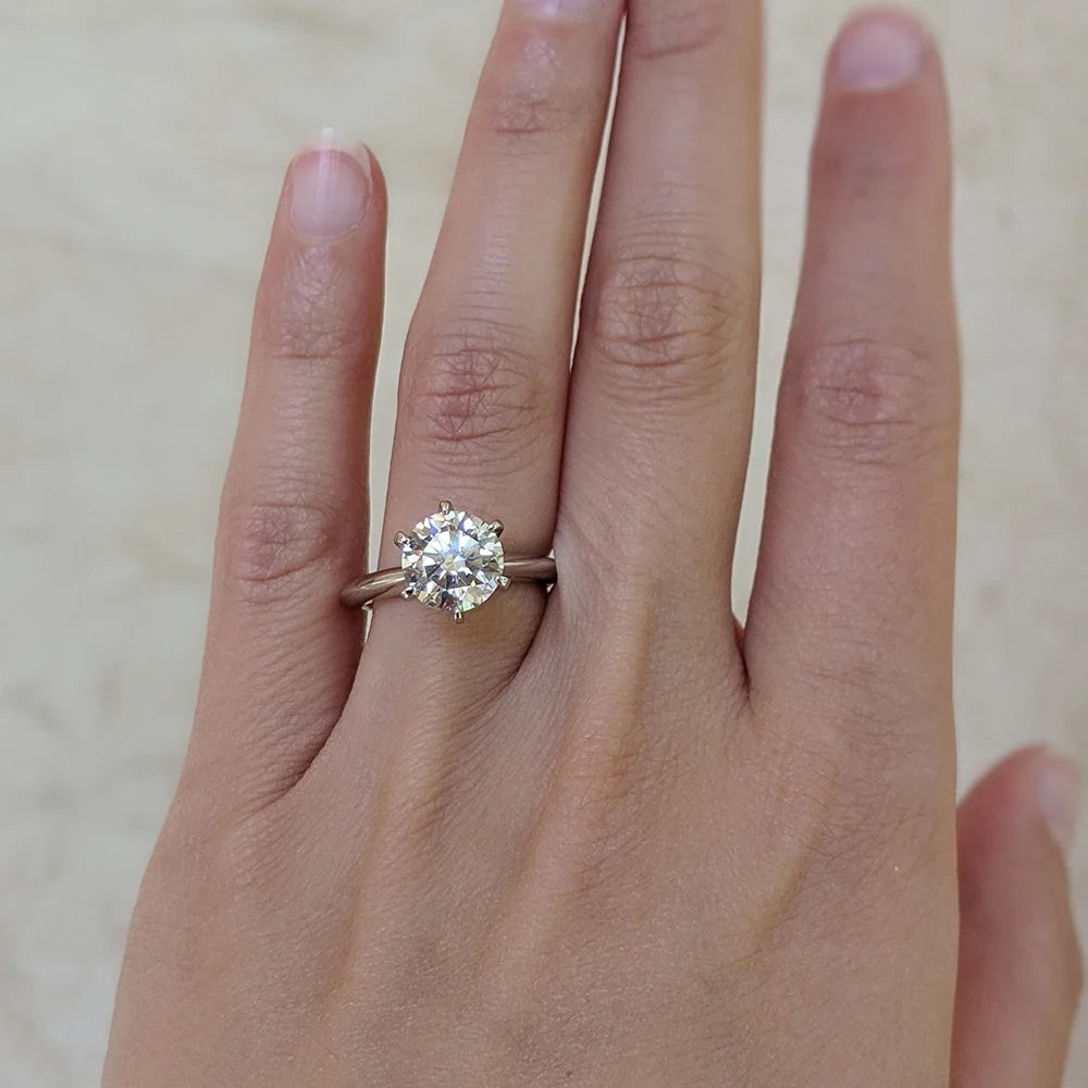 Platinum Plated Silver Solitaire Engagement Ring F561