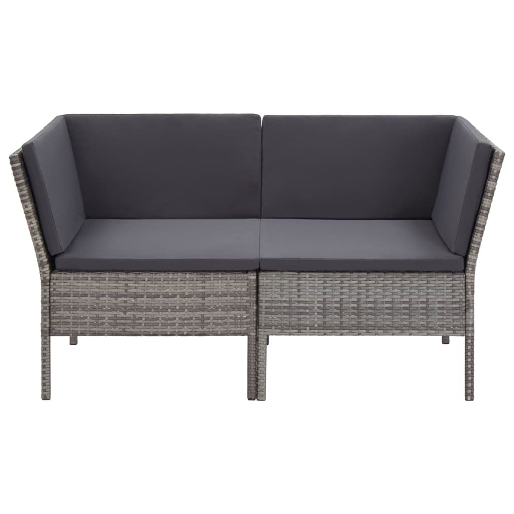 6 Piece Outdoor Conversation Set Gray Poly Rattan Patio Sectional Set W34881