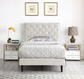 Gray Twin Upholstered Platform Bed Frame with Adjustable Headboard Z4783
