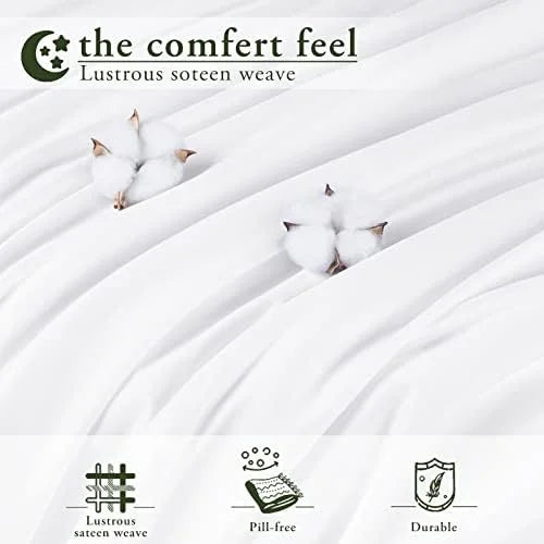 King Size 4 Piece Cotton Sheets Set, White G752
