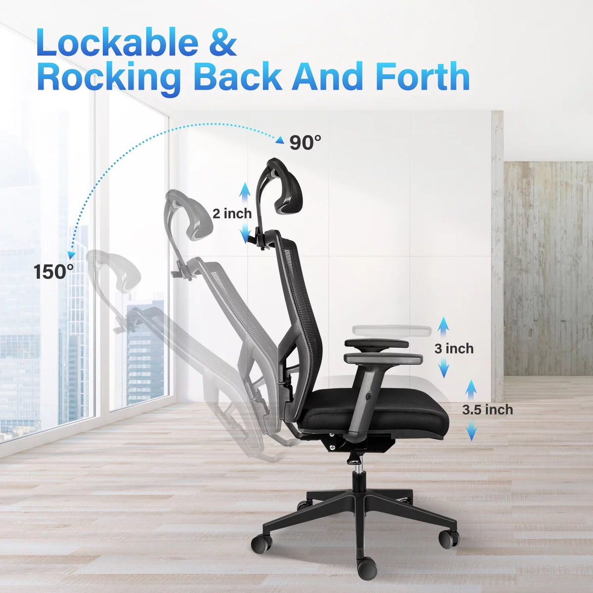 Black Ergonomic Mesh Office Chair with Wheels V7748