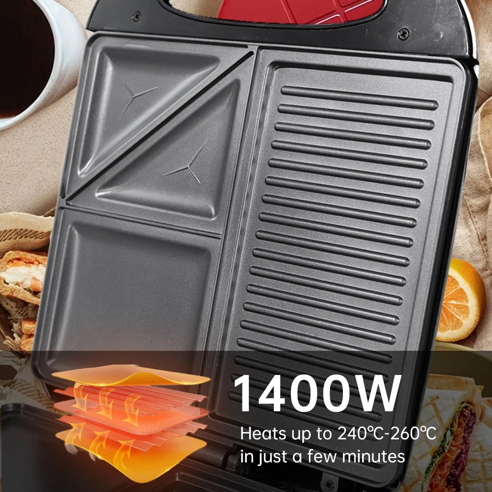 Non-Stick 3in1 Electric Grill Waffle Maker V5617