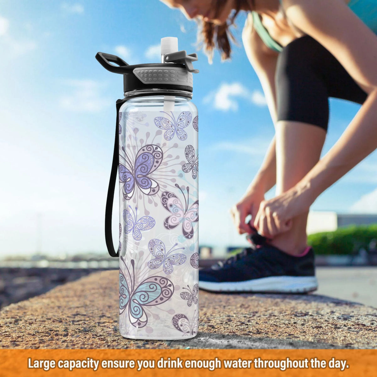 32oz Leakproof Tritan Sports Water Bottle with Straw P356