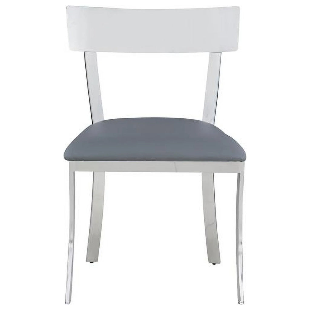 Gray Faux Leather Curved-Back Side Chair Set of 2 K742