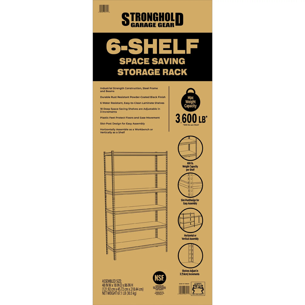 6-Shelf Boltless Rack with Wood Decking Textured Gray X21381