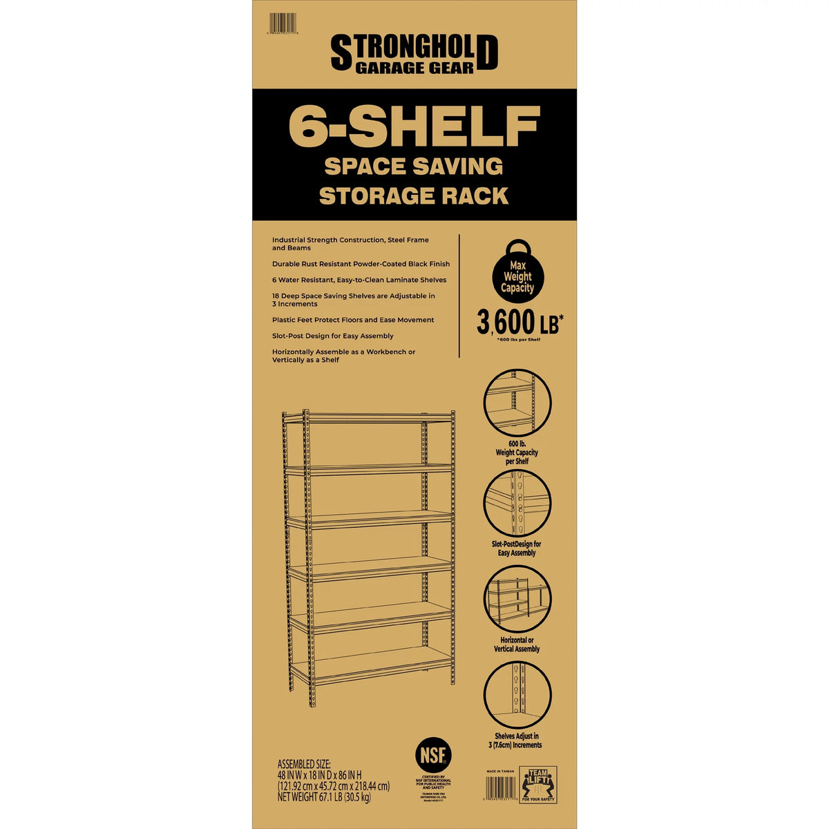 6-Shelf Boltless Rack with Wood Decking Textured Gray X21381