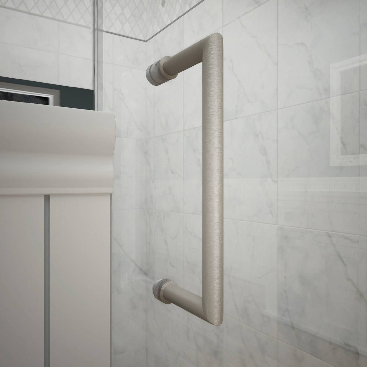 Brushed Nickel Hinged Shower Door J183003