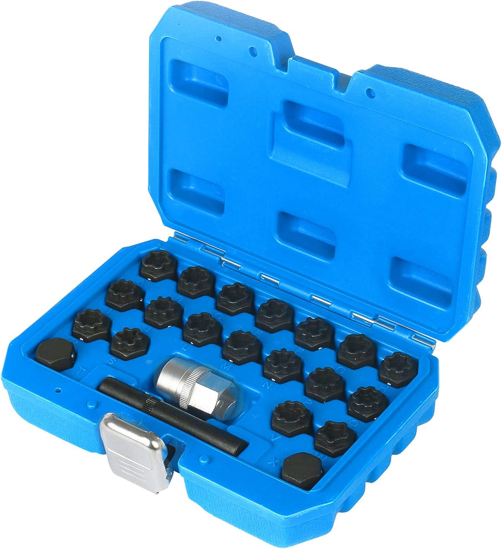 22PCS Wheel Lock Lug Nuts Removal Kit with 1/2'' Driver R756707