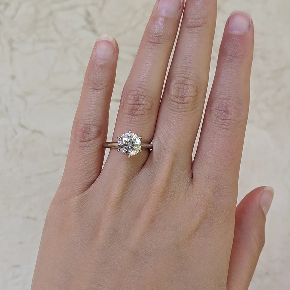 Platinum Plated Silver Solitaire Engagement Ring F561