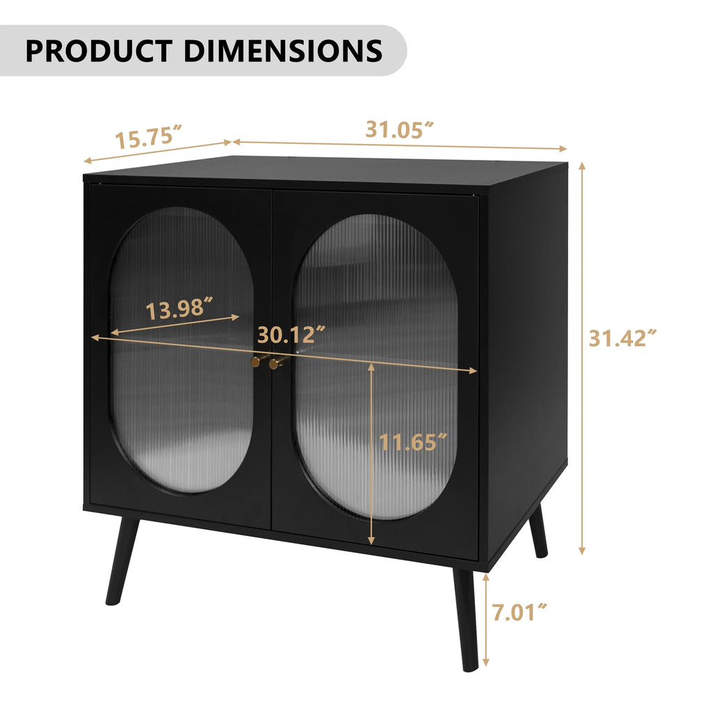Black Sideboard and Buffets with 2 Doors and Adjustable Shelves A217