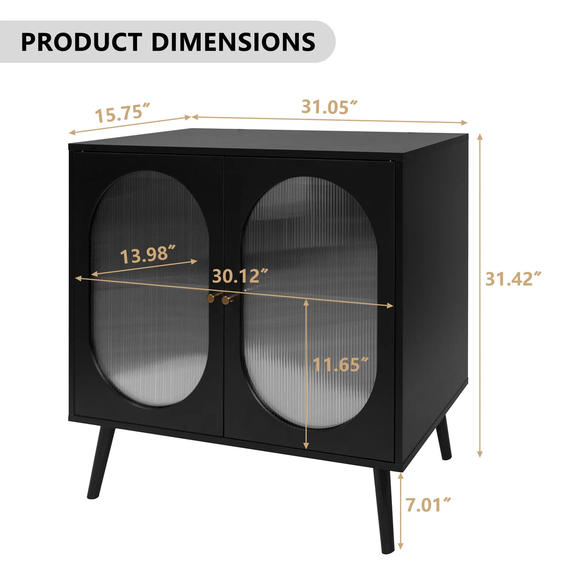 Black Sideboard and Buffets with 2 Doors and Adjustable Shelves A217
