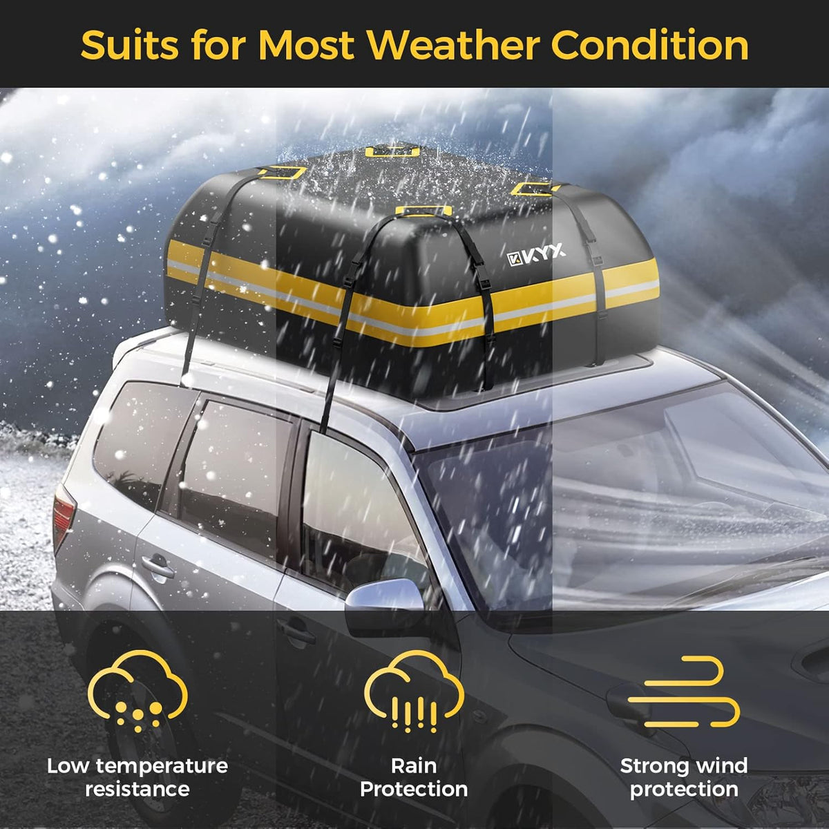 Rooftop Cargo Carrier Bag 15Cu.ft Heavy Duty 1000D Waterproof Anti-Tear C605443