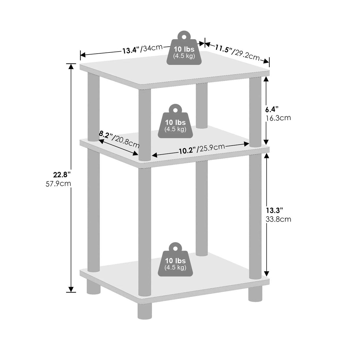 3-Tier Open Storage Nightstand N495271