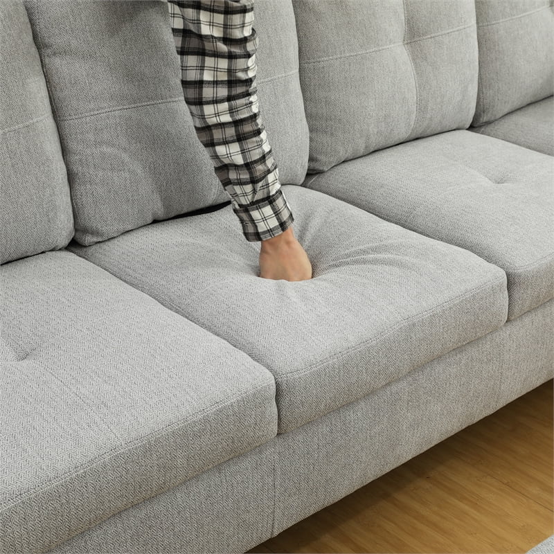 Gray White Sectional & Ottoman S52396