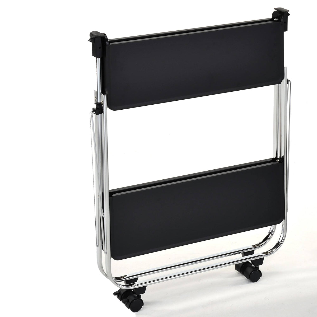 2-Tier Folding Bar Cart Black/Chrome C88462