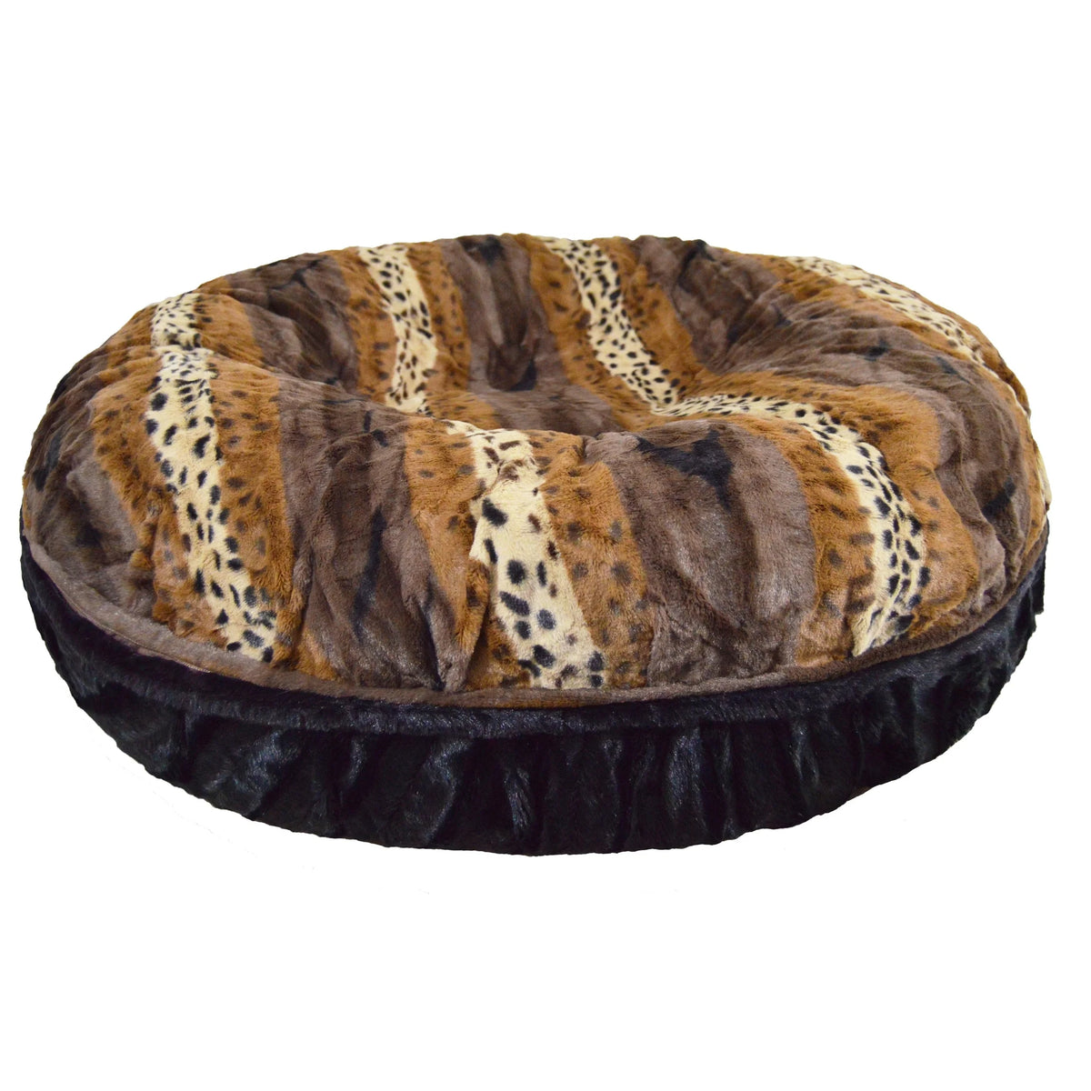 Black Puma Extra Plush Faux Fur Bagel Pet Bed J560389
