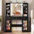 White Vanity Desk with Lighted Mirror and Glass Top N59081