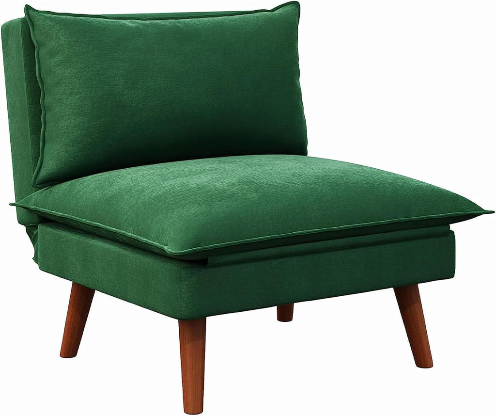 Green Velvet Button Tufted Accent Chair with 2 Pillows K65544