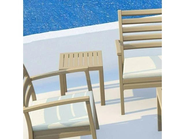 Taupe Square Resin Patio Side Table I9648