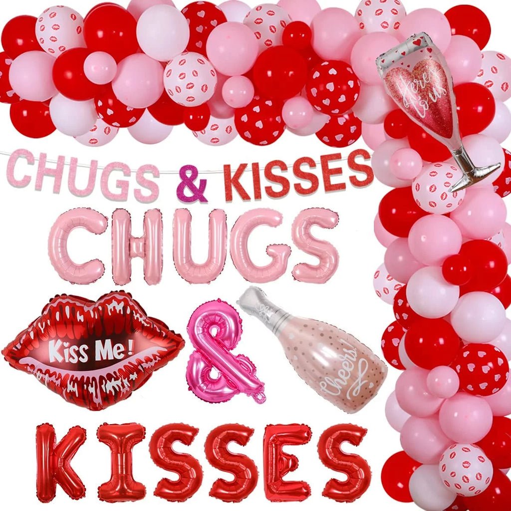 Pink Red White Balloon Garland Decoration Q46304