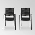2pk Aluminum Dining Chair with Rope Seat - Dark Gray/Black W237778
