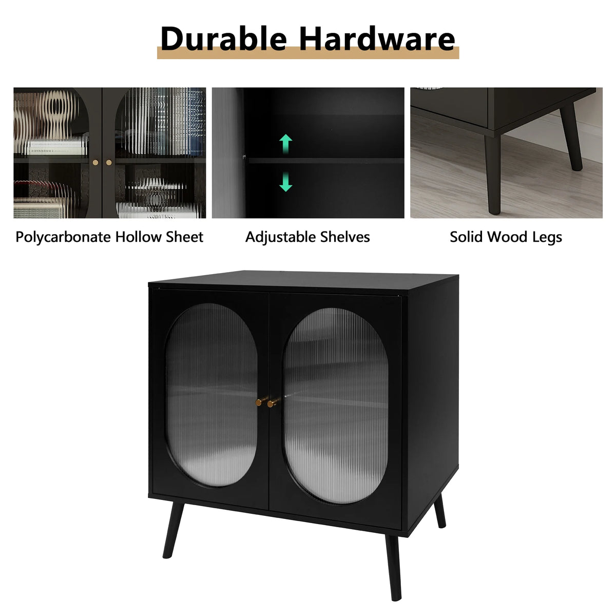 Black Sideboard and Buffets with 2 Doors and Adjustable Shelves A217