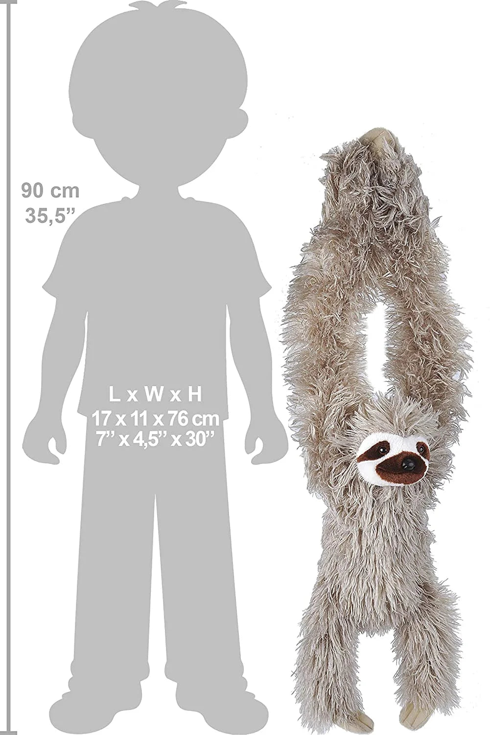 Hanging Three Toed Sloth Plush, 30 inches F493