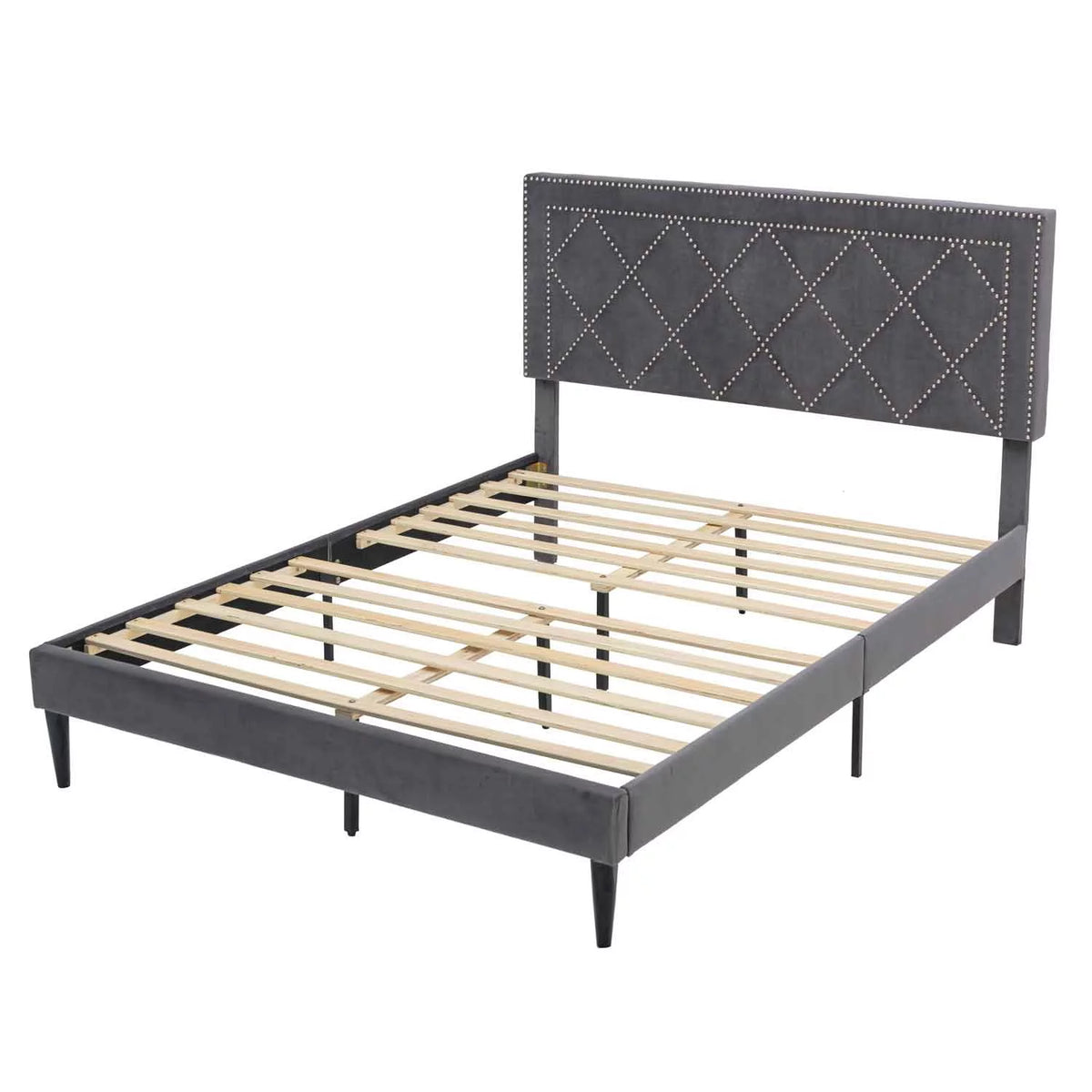 Queen Size Platform Bed with Wooden Frame S98814