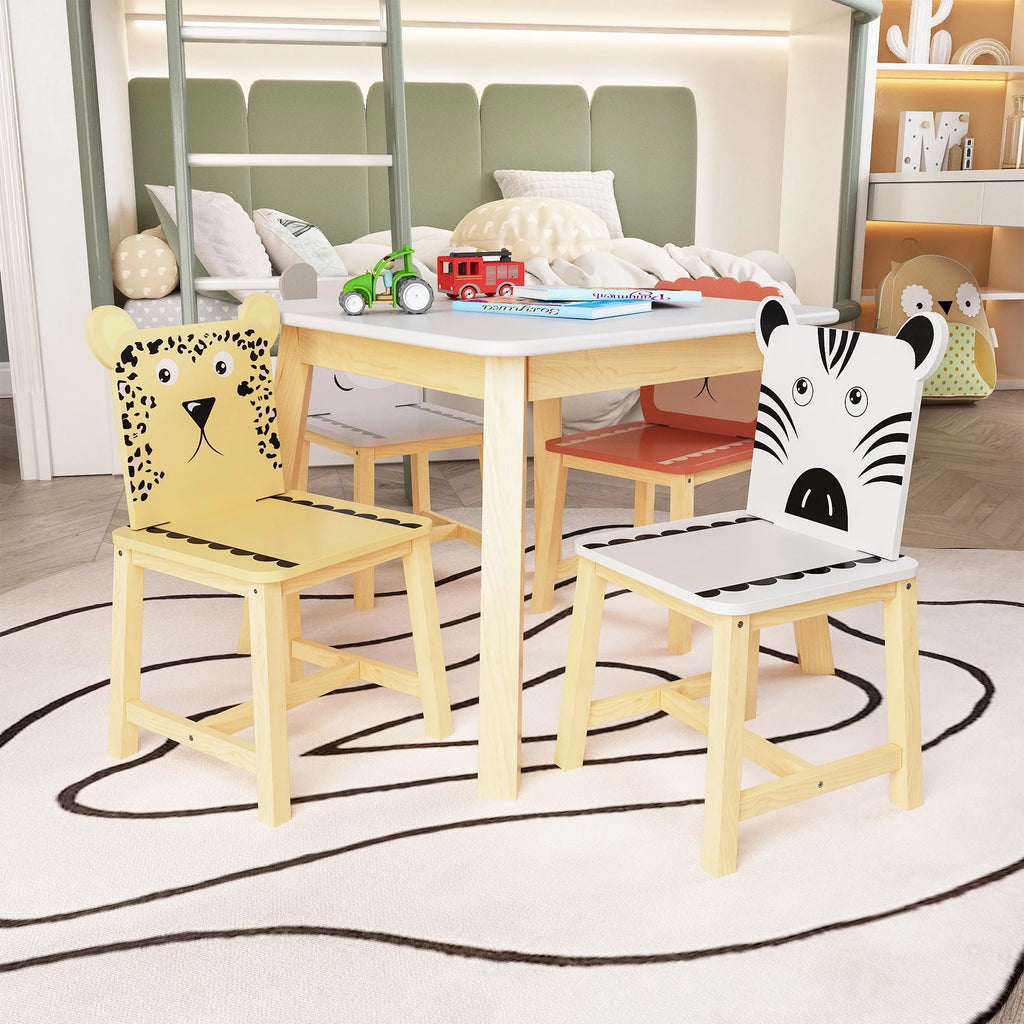 Kids Table & Chair Set 5 Pieces Solid Wood F877
