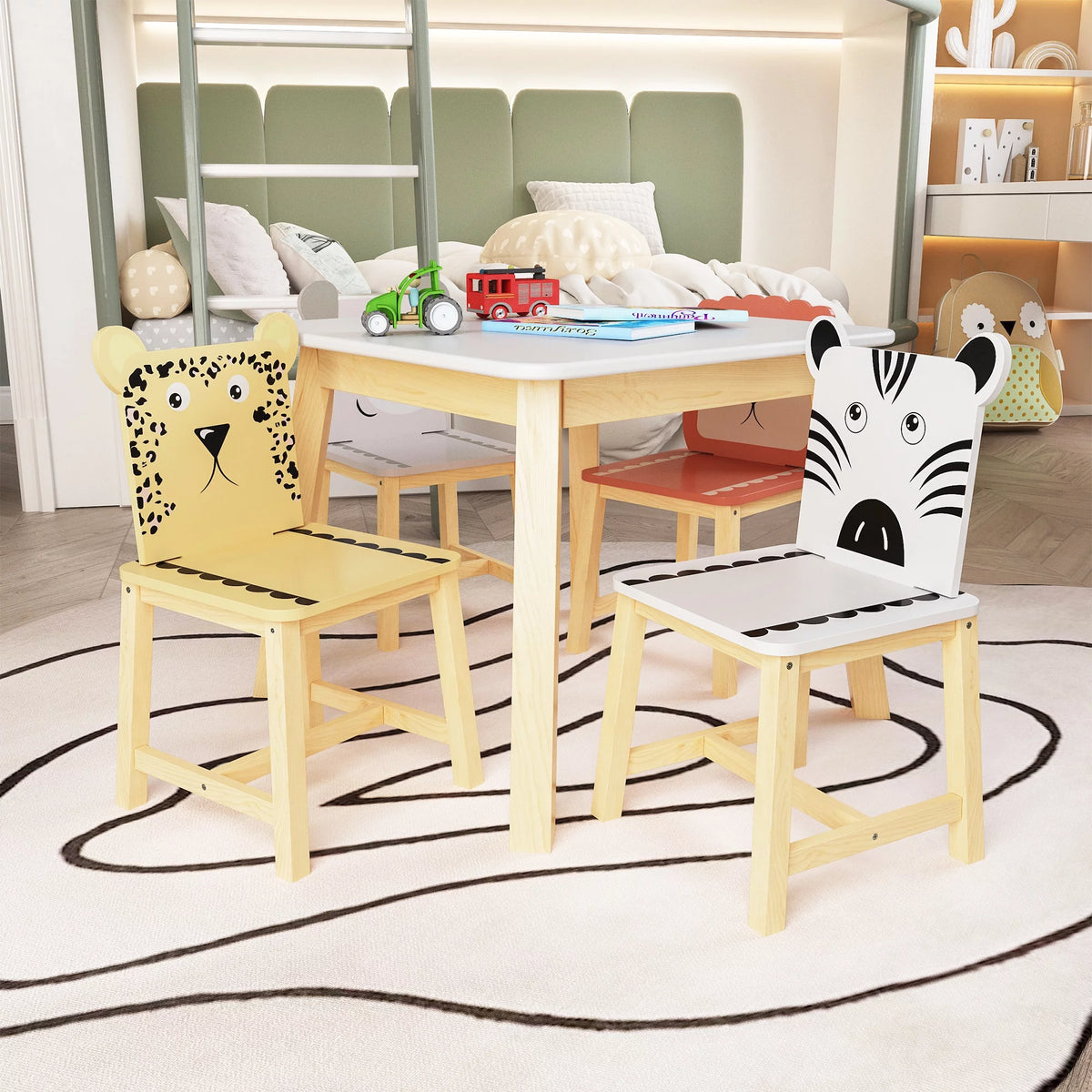 Kids Table & Chair Set 5 Pieces Solid Wood F877