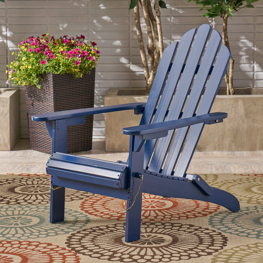 Blue Foldable Acacia Wood Adirondack Chair W679682